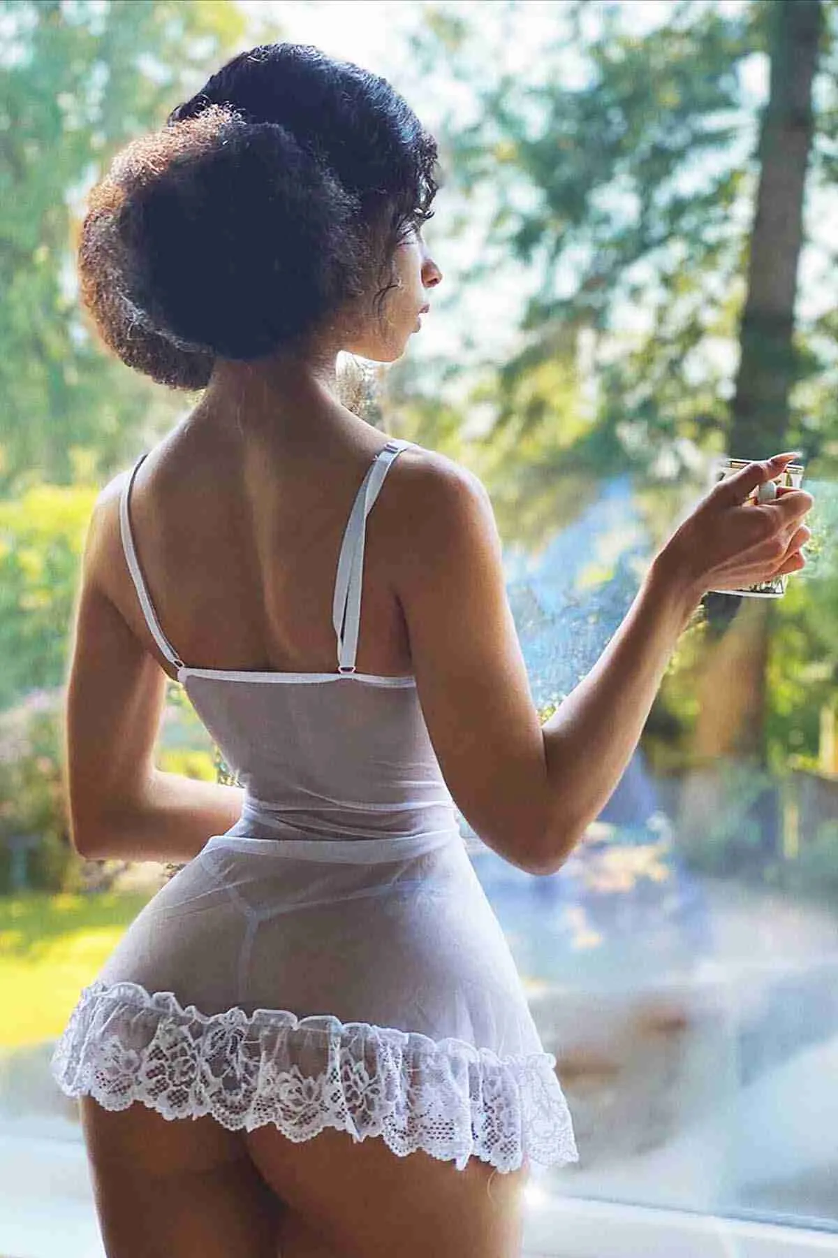 IGR Women Merry See Lace Nightgown Babydoll Lingerie White - Los Banos