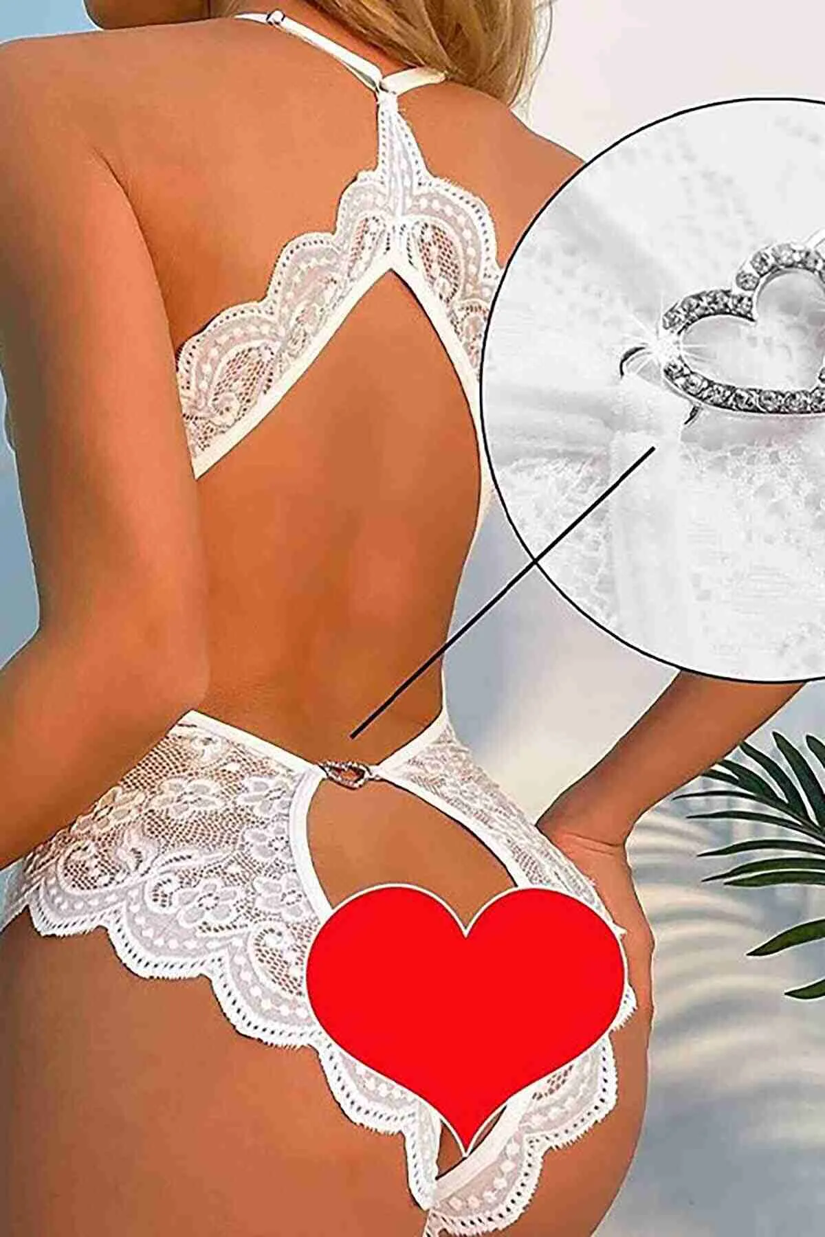 IGR Women Merry See Lace Special Area Open Back Accessorized Fantasy Lingerie White - New Tecumseth