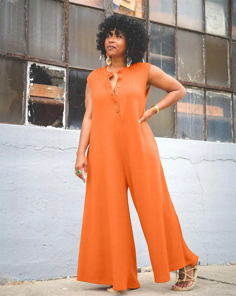It's A Wrap Wideleg Rust Jumpsuit
