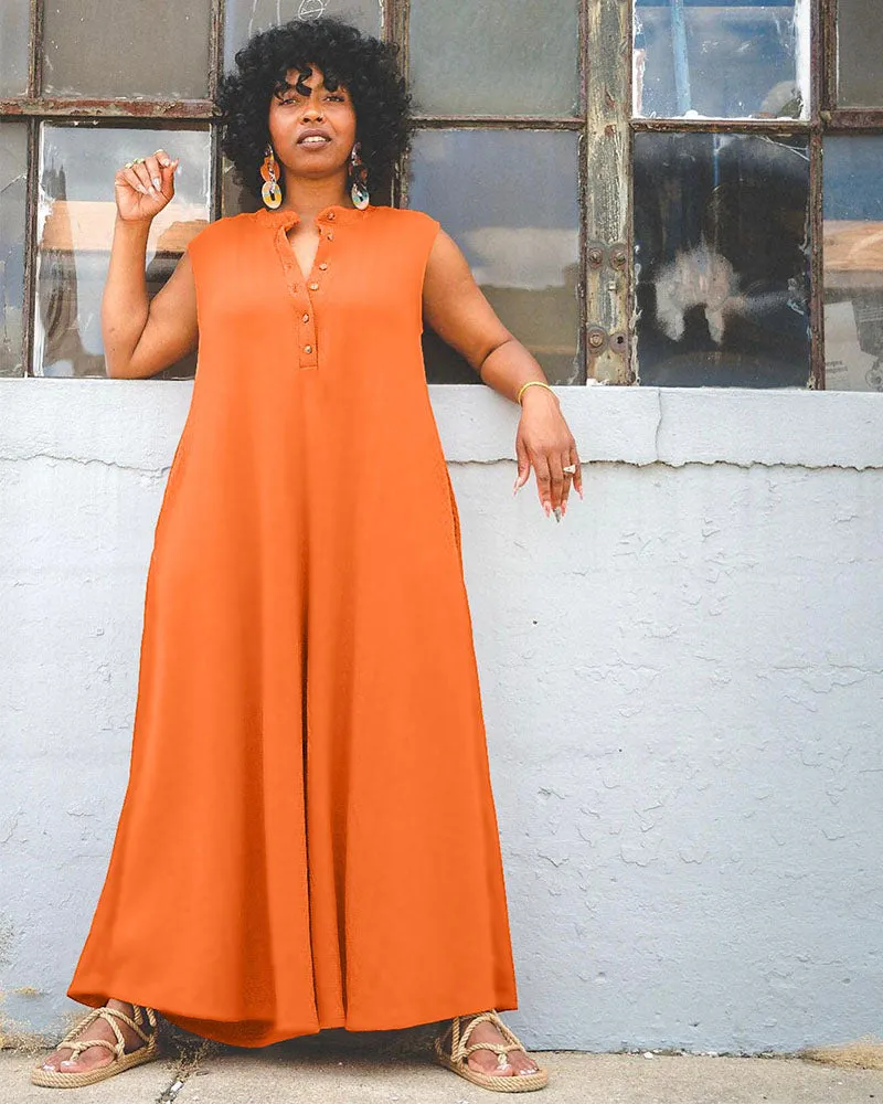 It's A Wrap Wideleg Rust Jumpsuit