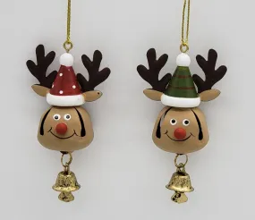 Jingle Bell Reindeer Head Ornament