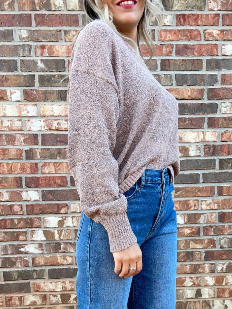 Just Add Shimmer Metallic Mauve Knit Sweater