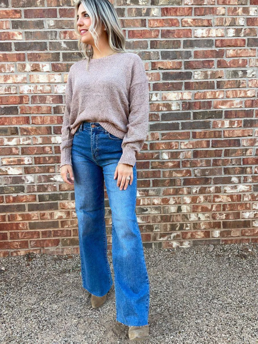 Just Add Shimmer Metallic Mauve Knit Sweater
