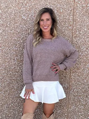 Just Add Shimmer Metallic Mauve Knit Sweater