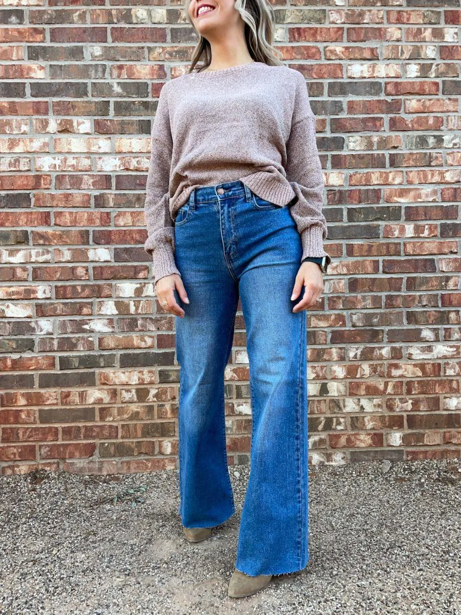 Just Add Shimmer Metallic Mauve Knit Sweater