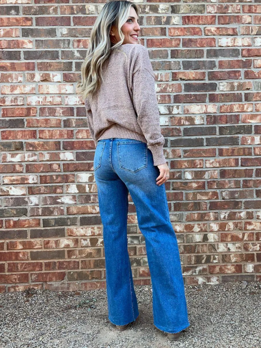 Just Add Shimmer Metallic Mauve Knit Sweater
