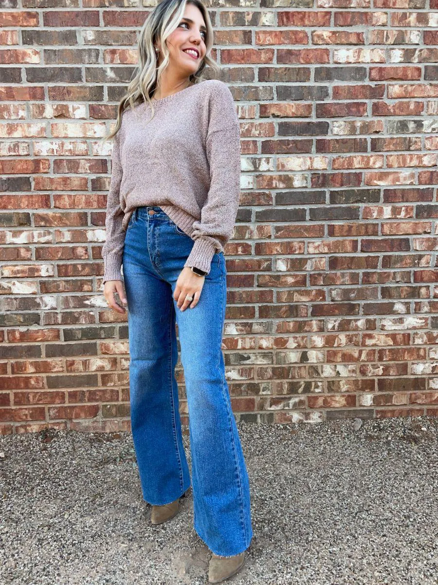 Just Add Shimmer Metallic Mauve Knit Sweater