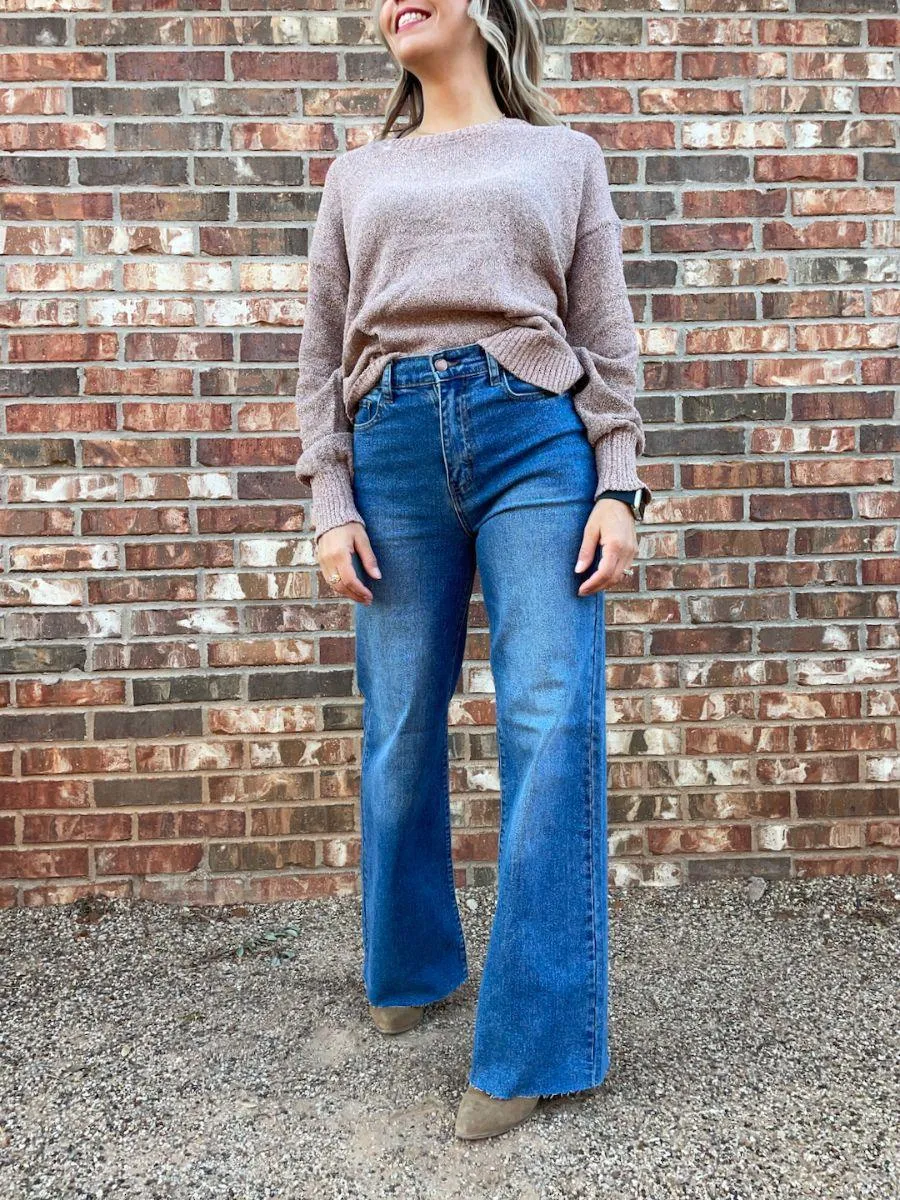 Just Add Shimmer Metallic Mauve Knit Sweater