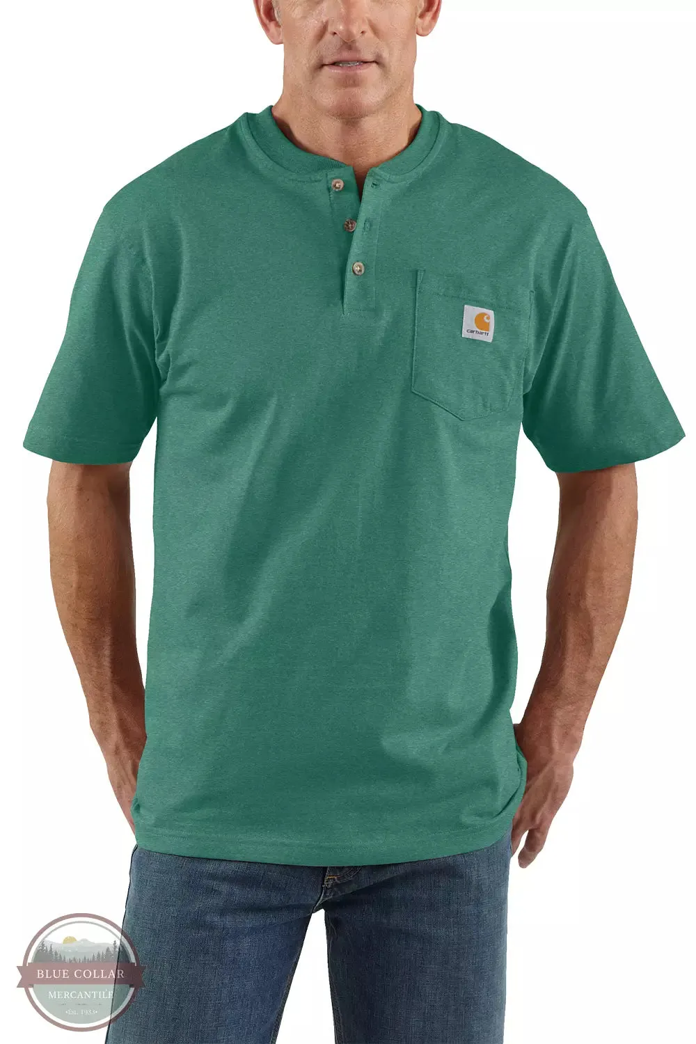 K84 Loose Fit Heavyweight Short Sleeve Pocket Henley T-Shirt