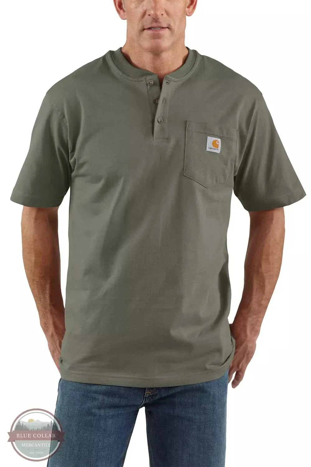 K84 Loose Fit Heavyweight Short Sleeve Pocket Henley T-Shirt