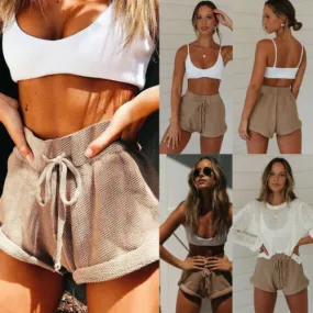 Khaki Strap High Waist Short Pants