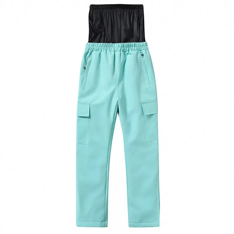 Kids High Waist Snowboard Pants Cargo Pockets Ski Pants