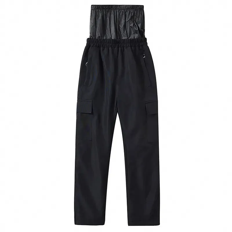 Kids High Waist Snowboard Pants Cargo Pockets Ski Pants
