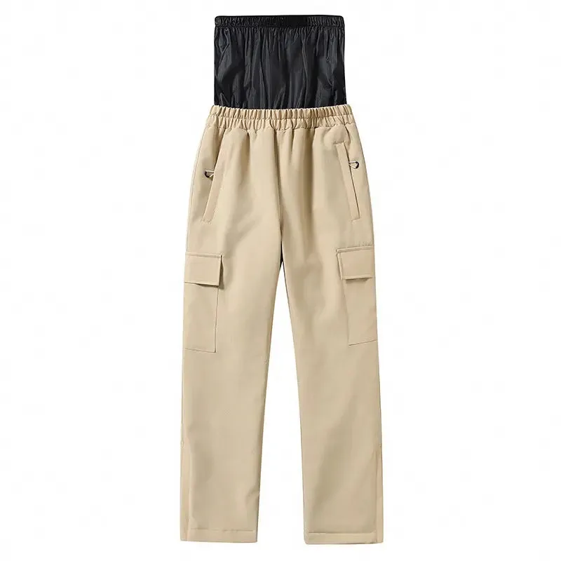 Kids High Waist Snowboard Pants Cargo Pockets Ski Pants