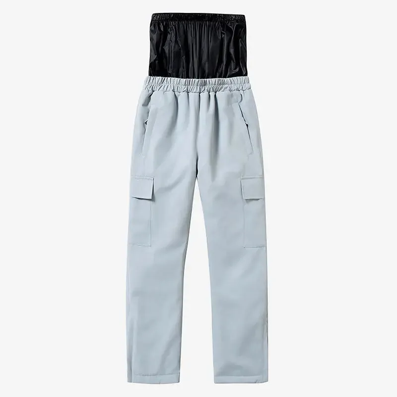 Kids High Waist Snowboard Pants Cargo Pockets Ski Pants