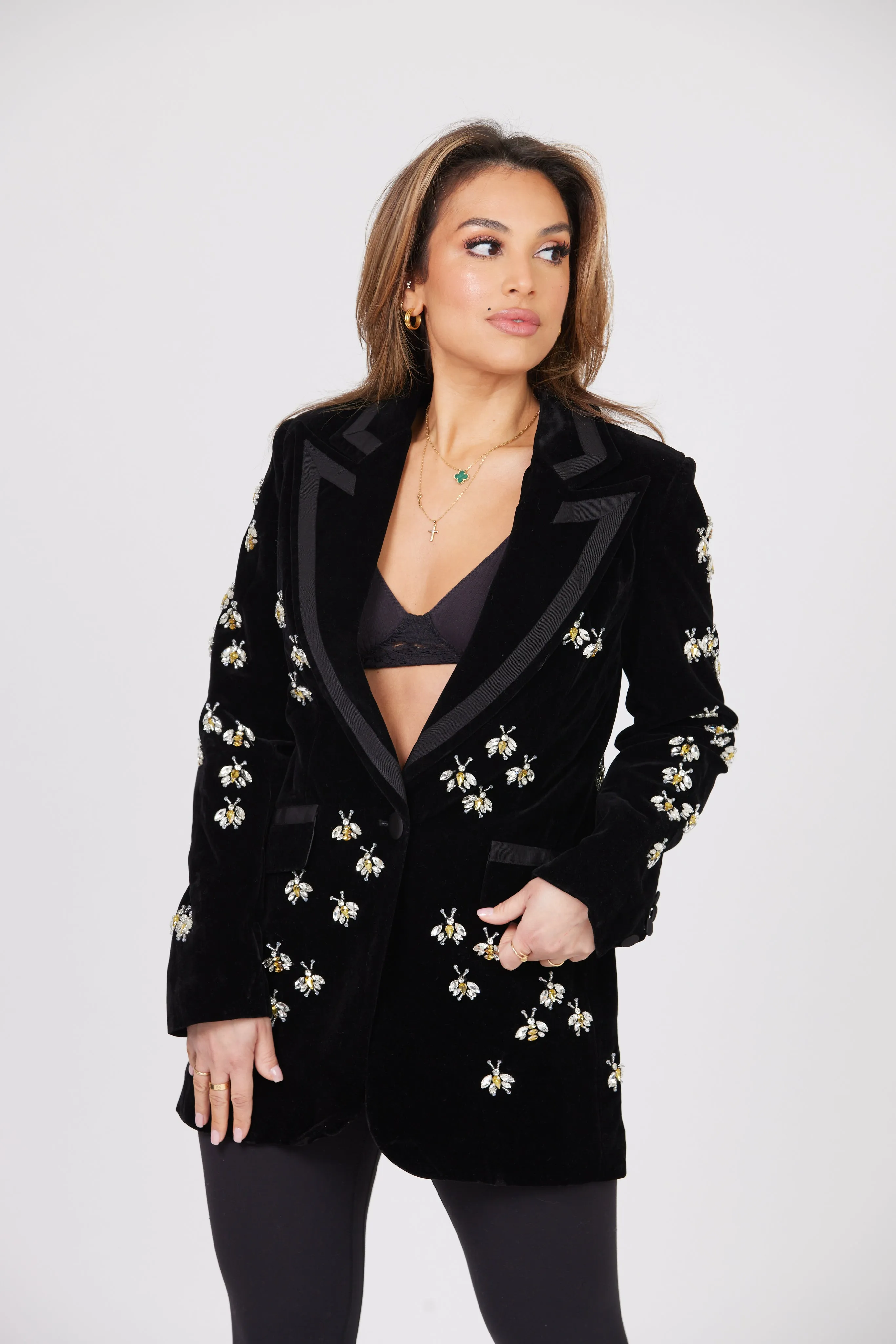 L’ABEILLE NOIR VELOUR BLAZER