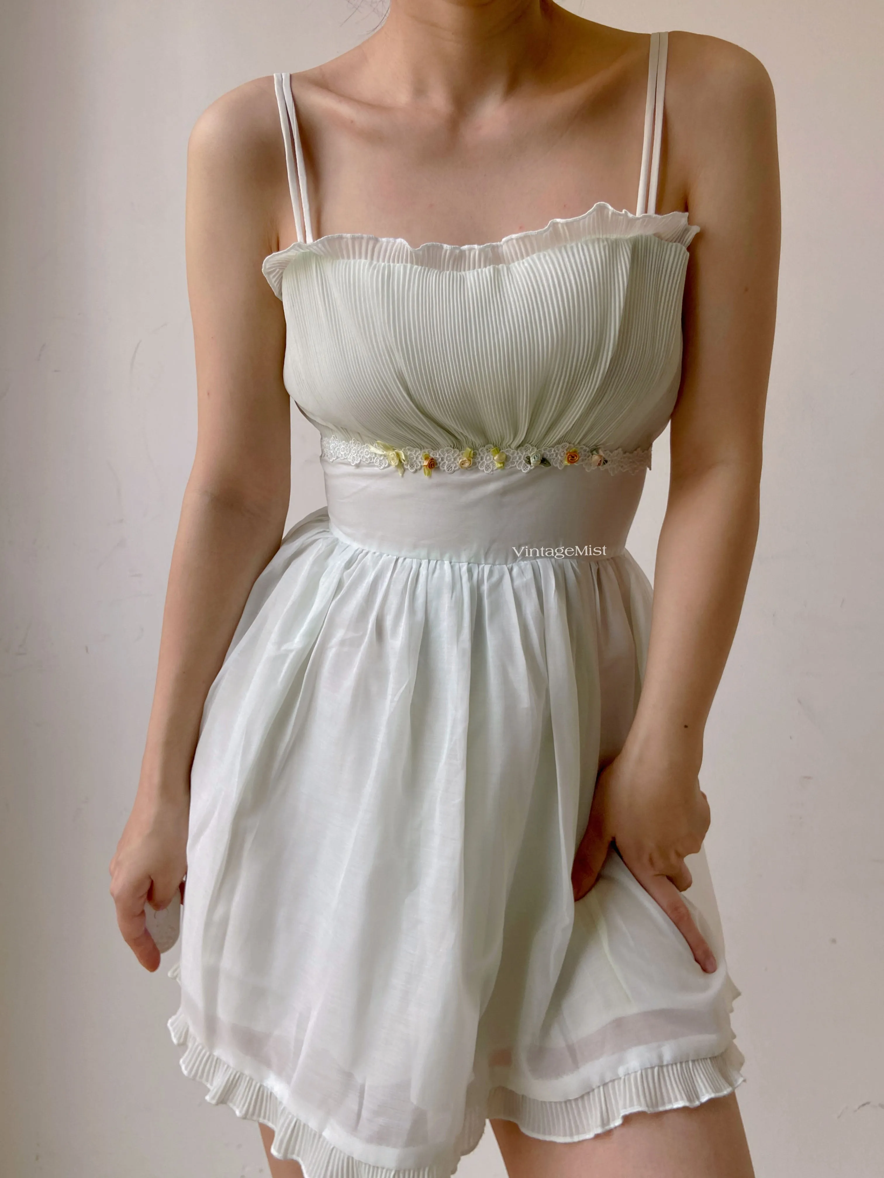Lace Ruched Cami Mini Skirt Dress