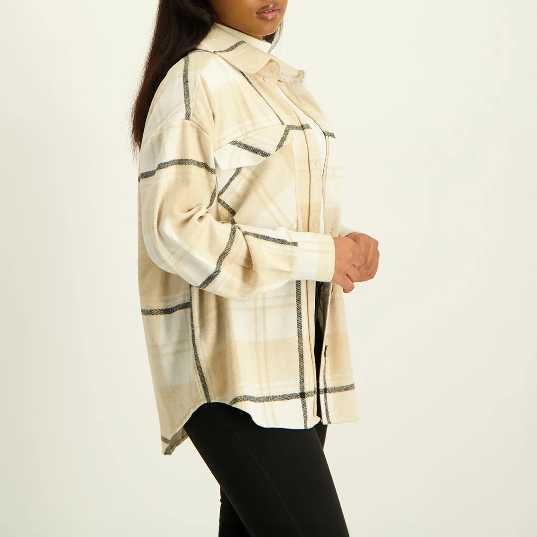 Ladies Stone/Black Shacket