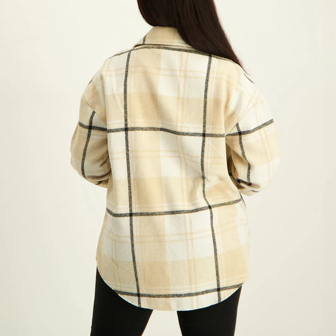 Ladies Stone/Black Shacket
