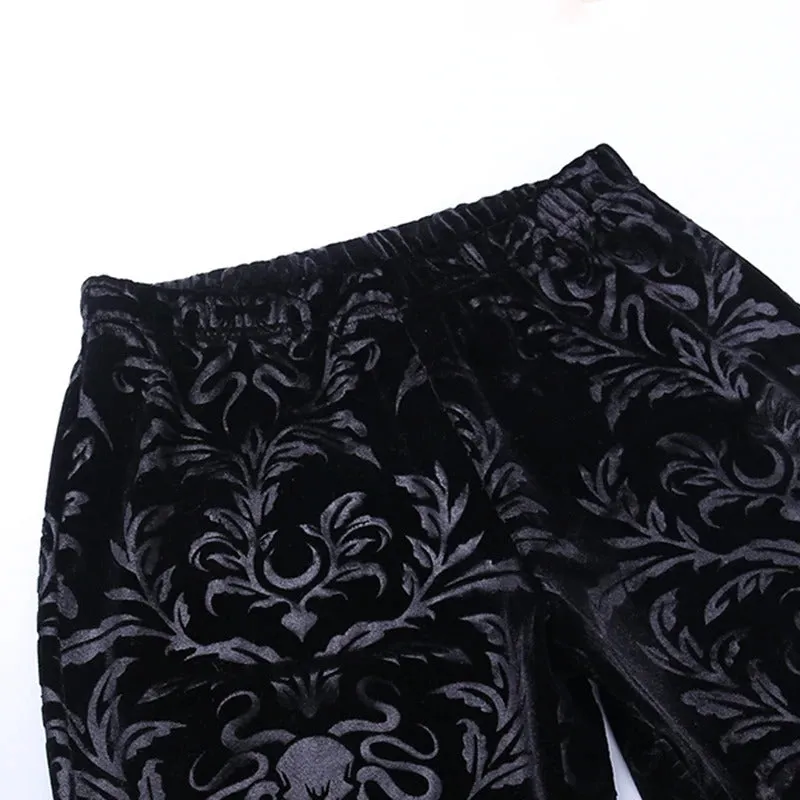 Lady's Retro Gothic Pants With High Waist / Women's Vintage Flared Pants
