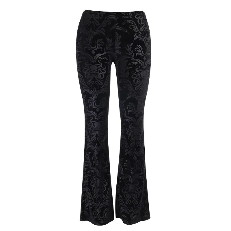 Lady's Retro Gothic Pants With High Waist / Women's Vintage Flared Pants