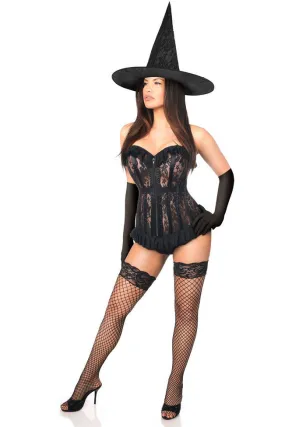 Lavish 3 PC Sheer Lace Witch Corset Costume