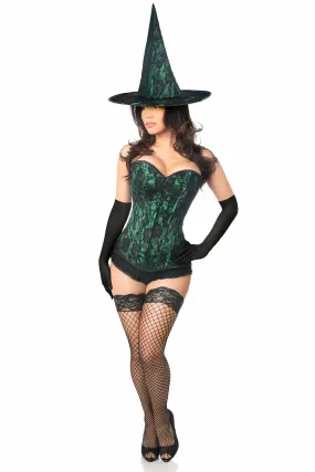 Lavish 3 PC Spellbound Green Lace Witch Corset Costume