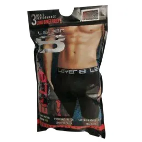 Layer 8 Men's Large Performance Stretch 3 Pack Colorful Long Boxer Briefs (Medium)