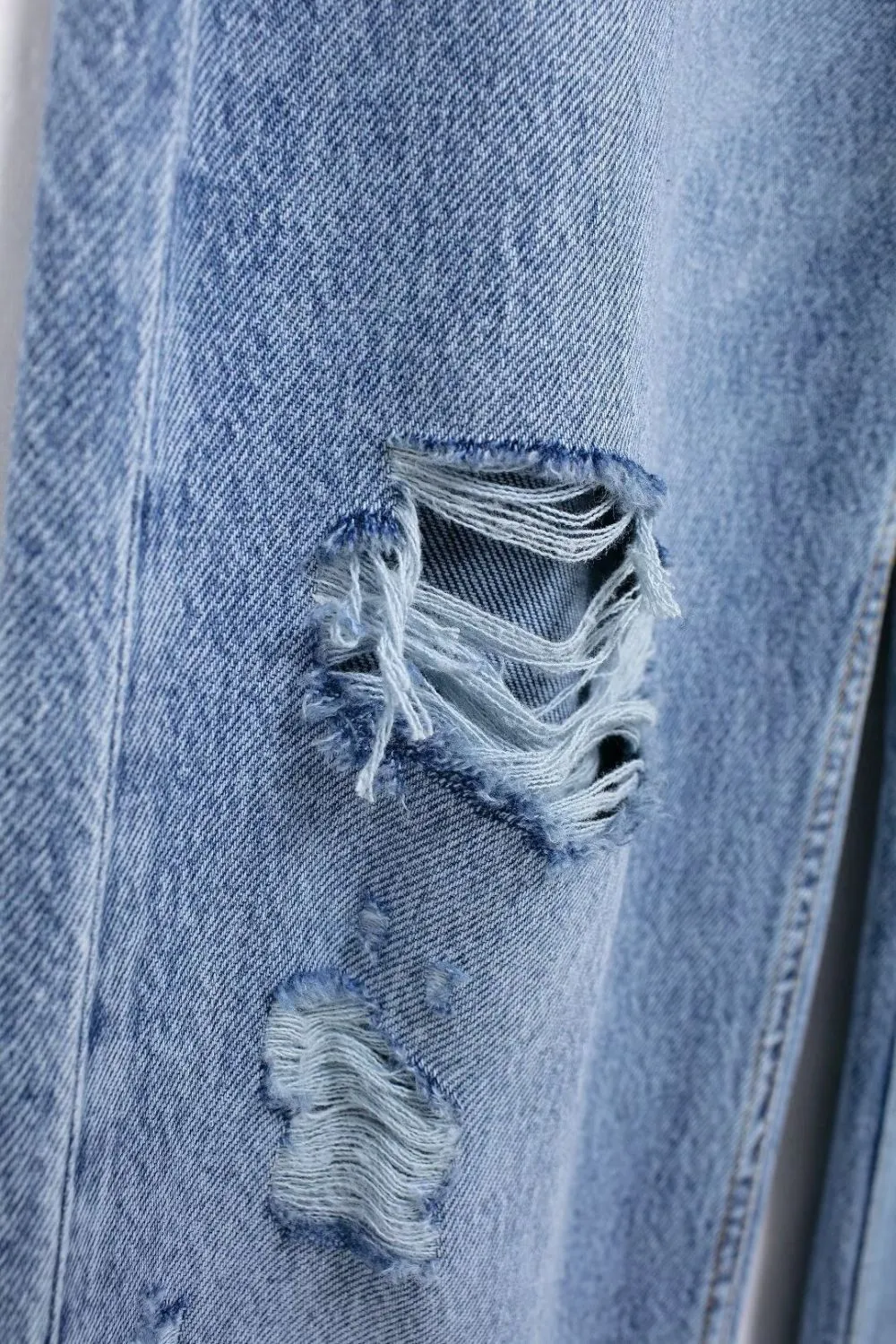 ‘Lillian’ Washed Ripped High-Waist Wide-Leg Jeans