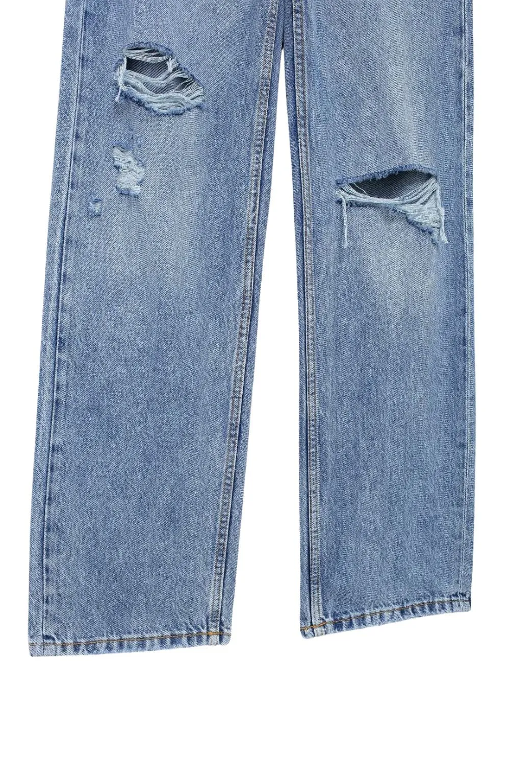 ‘Lillian’ Washed Ripped High-Waist Wide-Leg Jeans