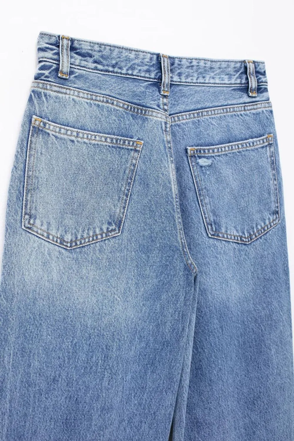 ‘Lillian’ Washed Ripped High-Waist Wide-Leg Jeans