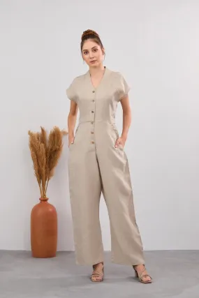 Linen Maxi Jumpsuit Dress