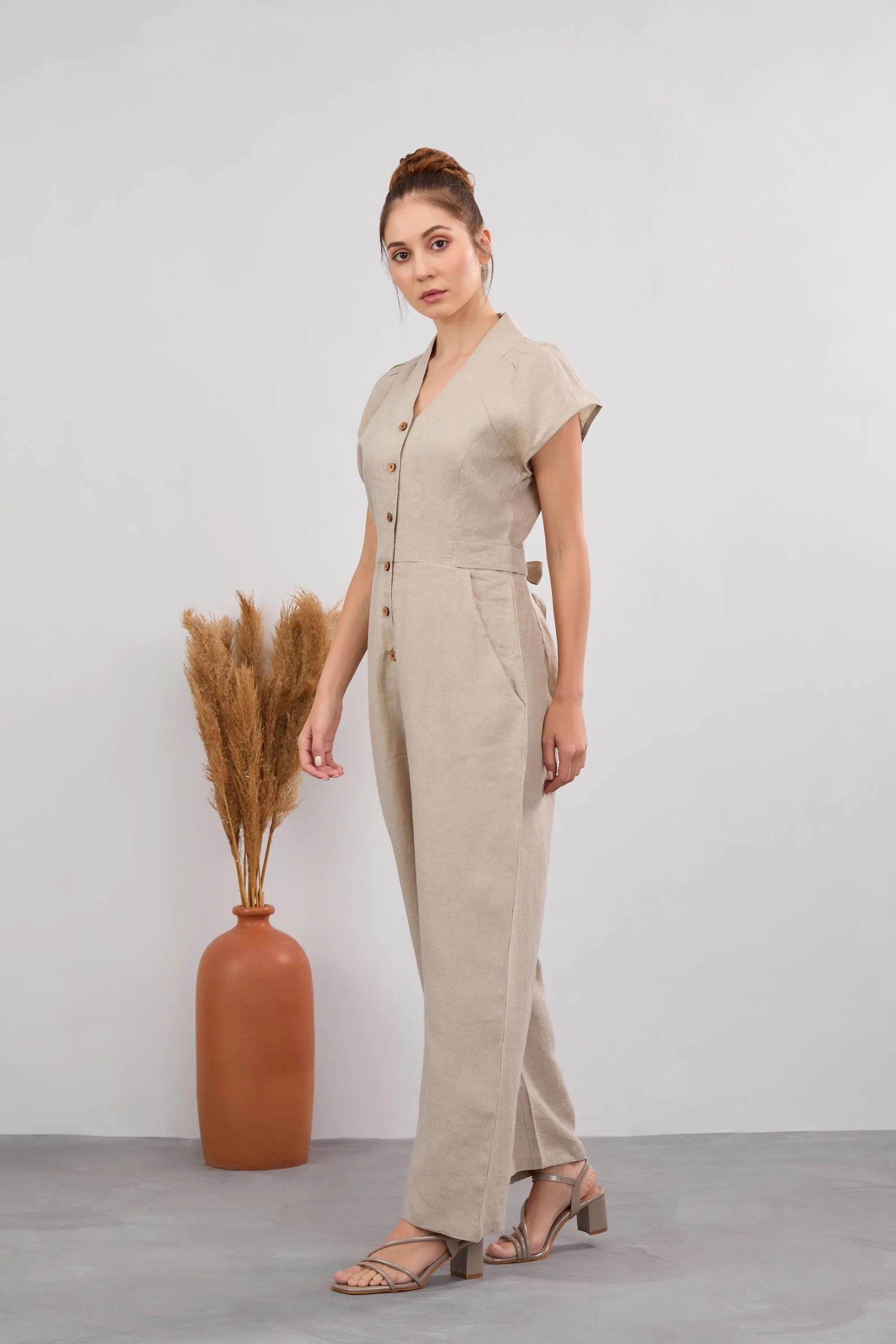 Linen Maxi Jumpsuit Dress