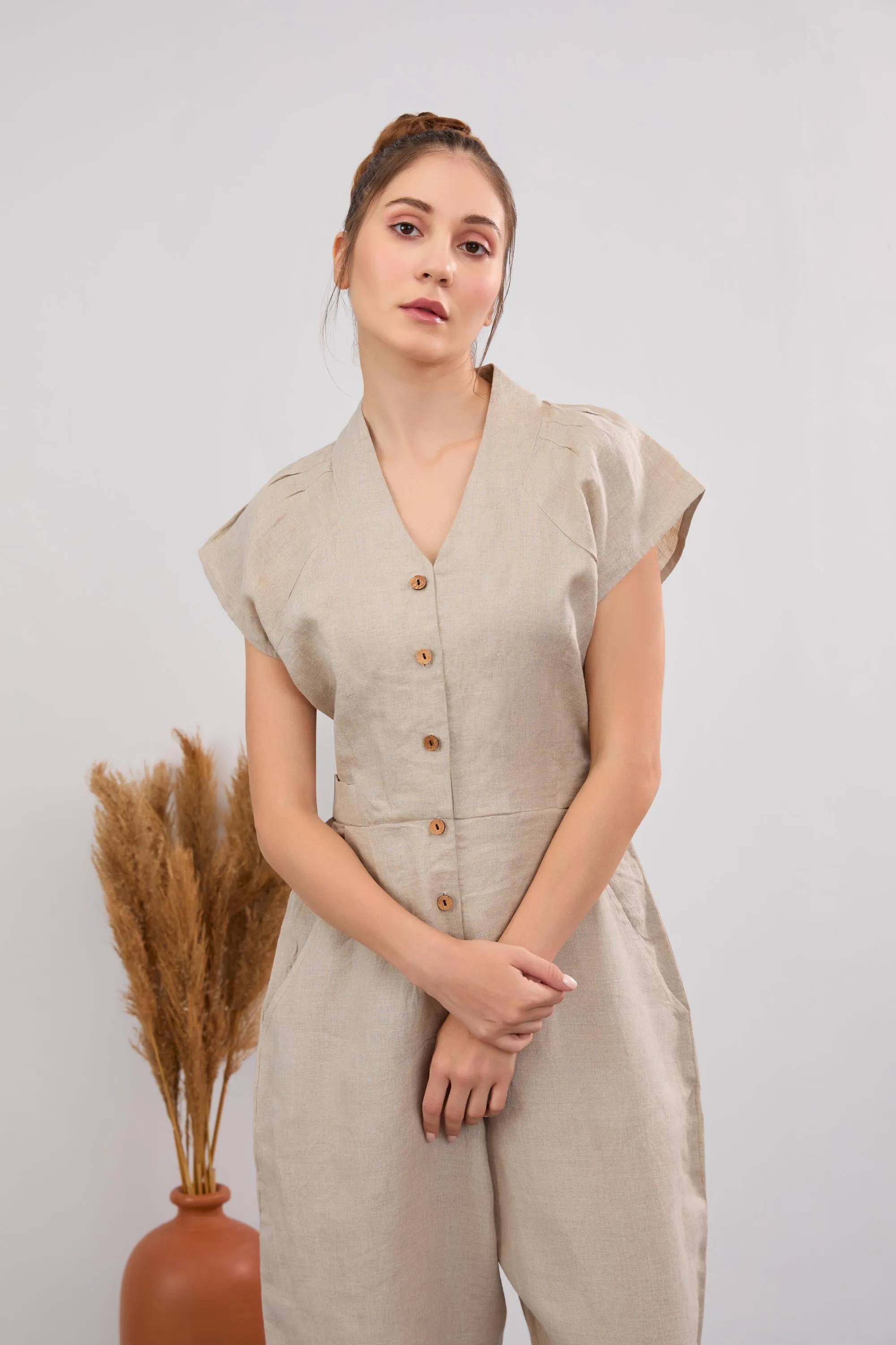 Linen Maxi Jumpsuit Dress