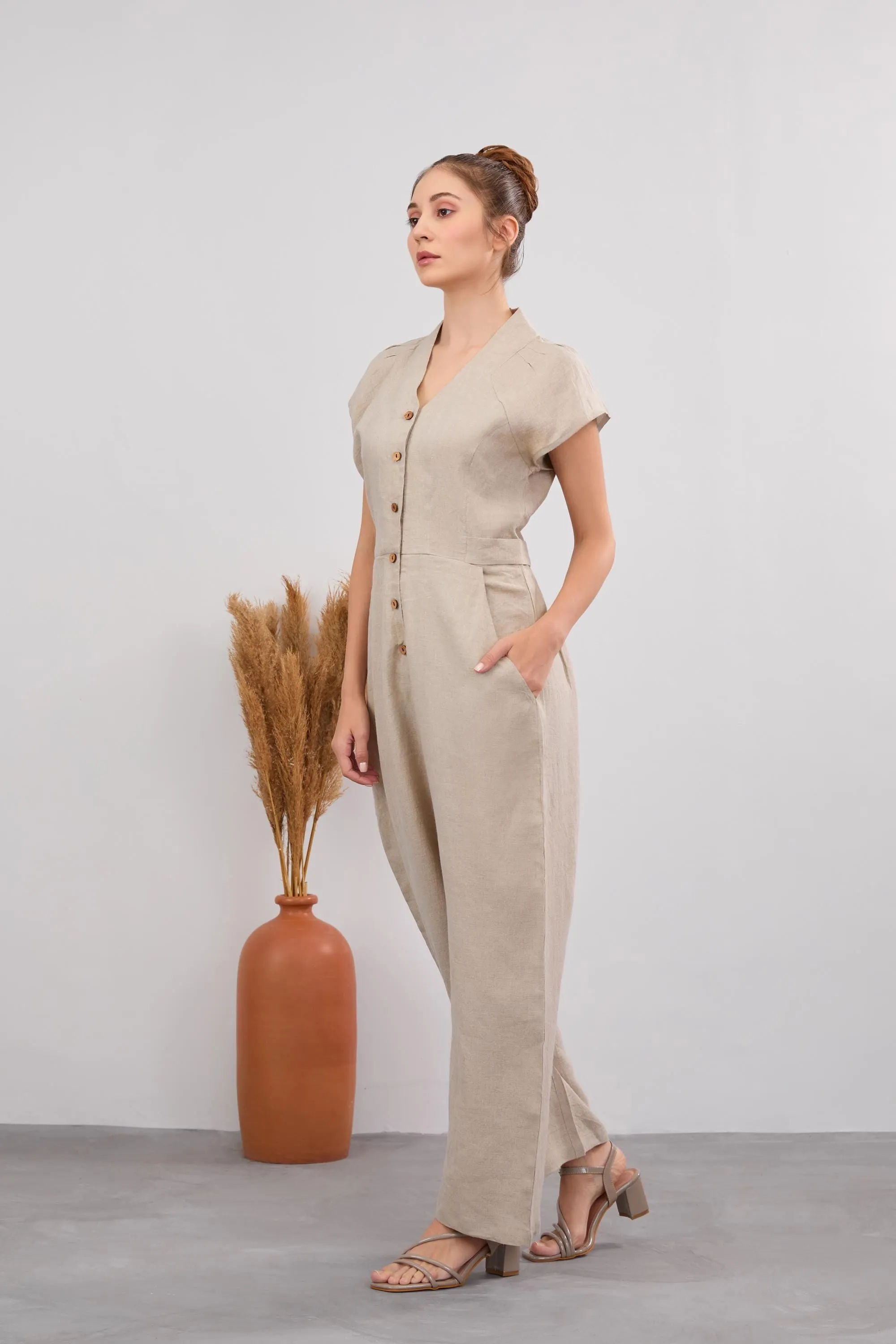 Linen Maxi Jumpsuit Dress