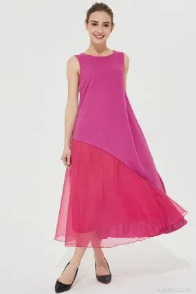 loose fitting sleeveless dress, summer linen dress 2132