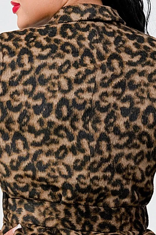 Lux Leopard Tie Waist Blazer Jacket