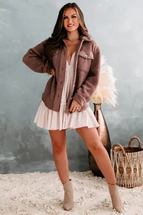 McKae Button Front Teddy Jacket (Mulberry Purple)