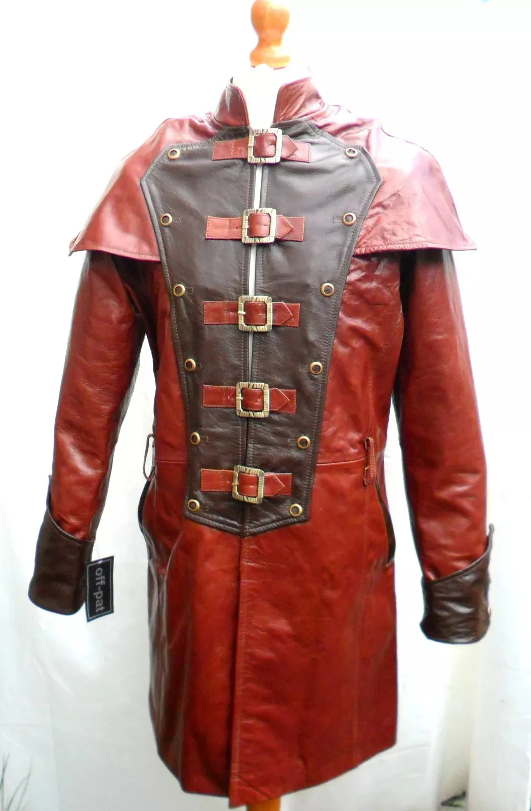 Men's Brown Genuine Leather Coat Punk Rock