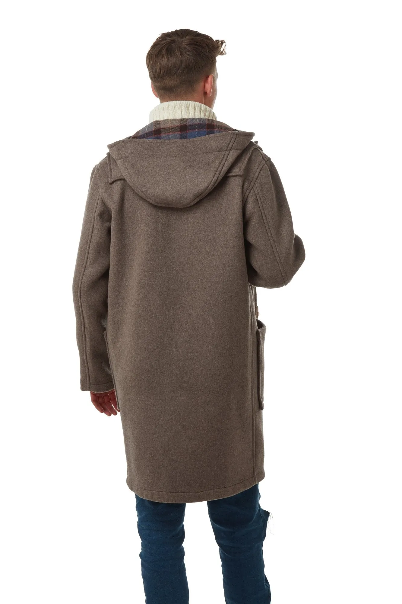 Men's Classic Fit Duffle Coat with Wooden Toggles - Mushroom