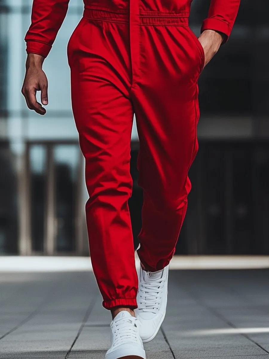 Men's Fashion Long Sleeve Cargo Jumpsuit