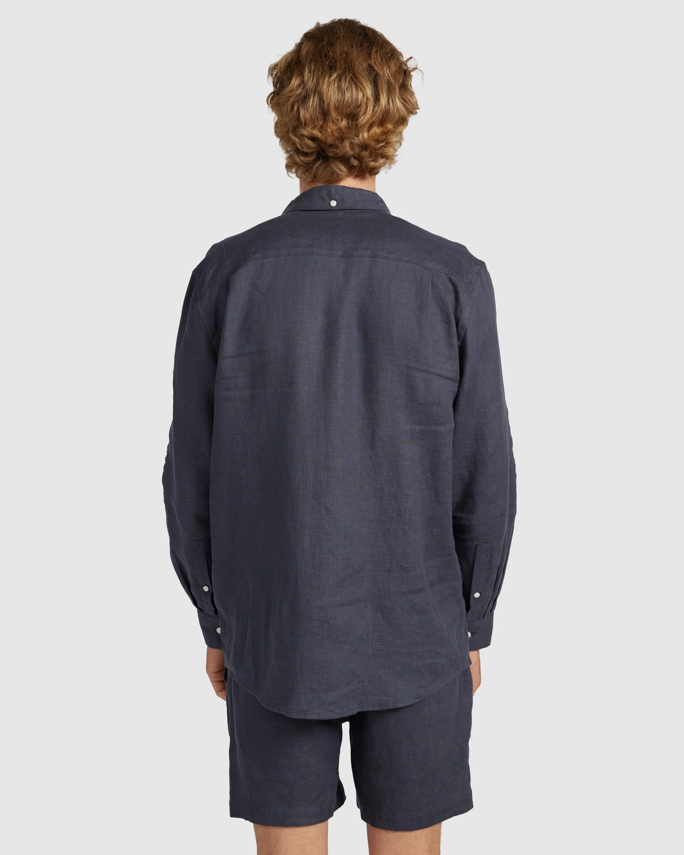 Mens Linen Shirt - Charcoal