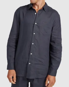 Mens Linen Shirt - Charcoal