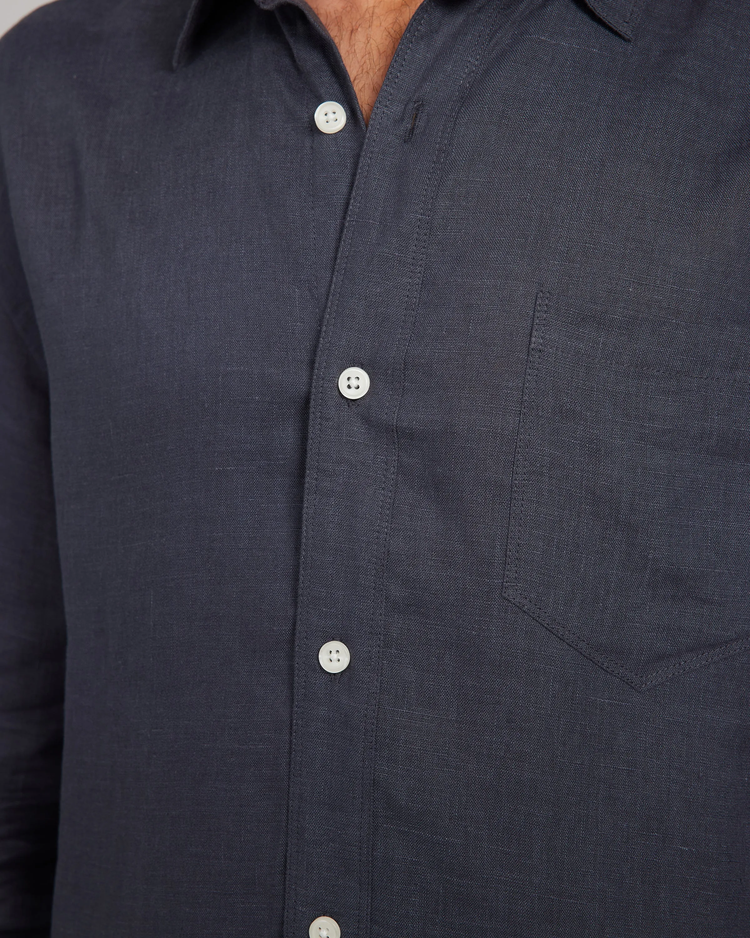 Mens Linen Shirt - Charcoal
