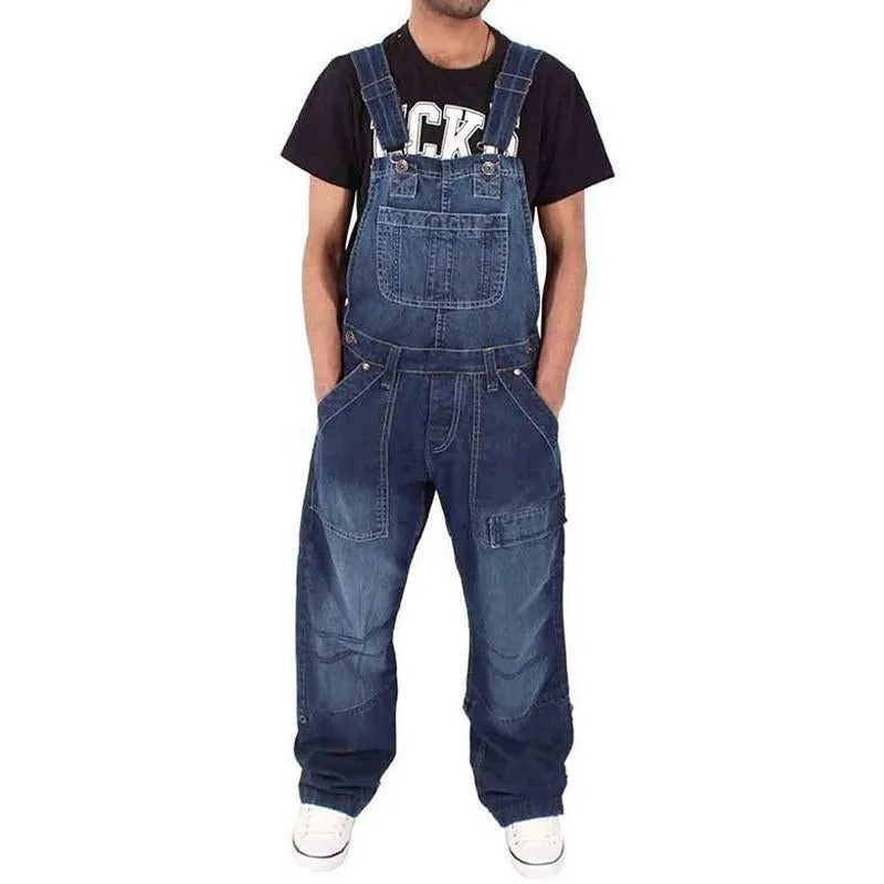 Men's Loose Denim Multi-Pocket Cargo Overalls 50540101Y