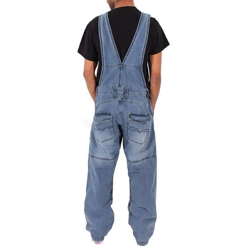 Men's Loose Denim Multi-Pocket Cargo Overalls 50540101Y