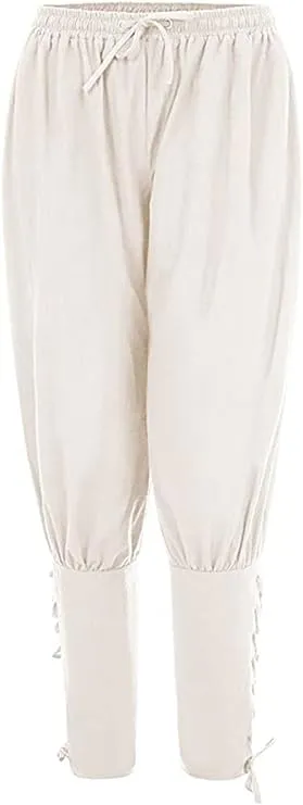 Mens Medieval Ankle Pants Viking Pirate Trousers Renaissance Costume Pants