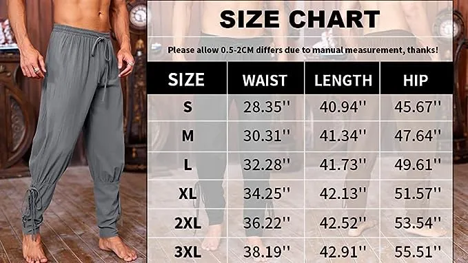 Mens Medieval Ankle Pants Viking Pirate Trousers Renaissance Costume Pants