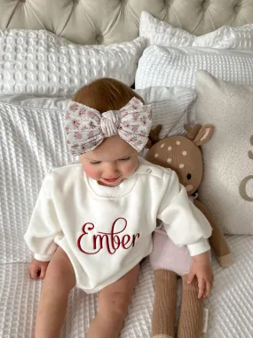 Neutral Reindeer Christmas Larger Bow Cable Knit Headband