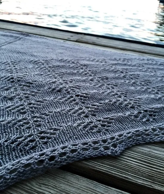 Ocean in the Moonlight Shawl, Knitting Pattern for Lace Yarn